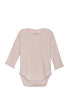 Body Ls Rib Bodies Long-sleeved Pink Huttelihut