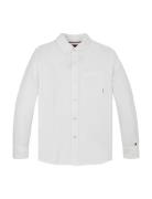 Linen Blend Relaxed Shirt Ls Tops Shirts Long-sleeved Shirts White Tom...