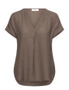Rwroa Sl Regular Blouse Tops Blouses Short-sleeved Brown Rosemunde