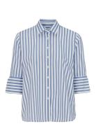 Mimmi Striped Shirt Tops Blouses Short-sleeved Blue Newhouse