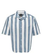 Onstes Rlx Ctn Slub Stripe Ss Shirt Tops Shirts Short-sleeved Blue ONL...
