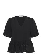 Rwlauren Ss Regular Blouse Tops Blouses Short-sleeved Black Rosemunde