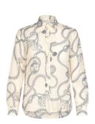 Reg Sailing Print Cot Silk Shirt Tops Shirts Long-sleeved Cream GANT