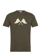 Copenhagen Print Tee S/S Tops T-shirts Short-sleeved Khaki Green Lindb...