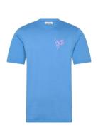 Regular Fit Left Chest Logo T-Shirt Tops T-shirts Short-sleeved Blue S...
