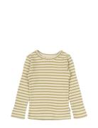 T-Shirt L/S Modal Striped Tops T-shirts Long-sleeved T-shirts Khaki Gr...