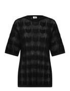 Uma Crochet Tee Tops T-shirts & Tops Short-sleeved Black Twist & Tango