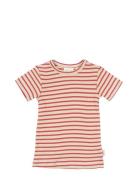T-Shirt S/S Modal Striped Tops T-shirts Short-sleeved Red Petit Piao