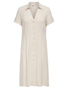 Carsiesta Ss But Long Linen Bl Dress Polvipituinen Mekko Cream ONLY Ca...
