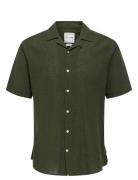 Onscaiden Ss Solid Resort Linen Shirt Tops Shirts Short-sleeved Khaki ...
