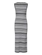 Sasia Rib Stripe Slvss Dress Polvipituinen Mekko Black French Connecti...