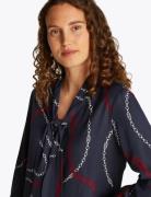 Fluid Viscose V-N Bow Ls Blouse Tops Blouses Long-sleeved Navy Tommy H...