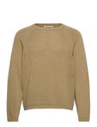 Relaxed Raglan-Sleeved Knitted Sweater Tops Knitwear Round Necks Khaki...