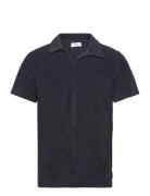 Terry Pique W Split Neck Tops Polos Short-sleeved Navy Lindbergh