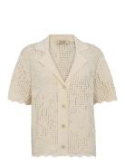 Mmune Flower Knit Cardigan Tops Knitwear Cardigans Cream MOS MOSH