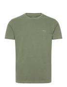 Slim Sunfaded Ss Pique T-Shirt Tops T-shirts Short-sleeved Khaki Green...