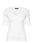 Rfnd Strtch 1X1 Rib-Elb-Knt Tops T-shirts & Tops Short-sleeved White L...