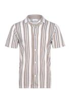 Knitted Resort Collar S/S Tops Shirts Short-sleeved Beige Lindbergh