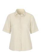 Corfu Linen Shirt Tops Shirts Short-sleeved Cream Newhouse