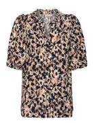 Shirt Tops Blouses Short-sleeved Brown FREE/QUENT