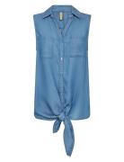 Sc-Liv Tops Blouses Sleeveless Blue Soyaconcept