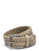 Braided Vachetta Leather Belt Vyö Beige Lauren Ralph Lauren