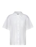 Over D Short-Sleeved Cotton Poplin Shirt Tops Shirts Short-sleeved Whi...