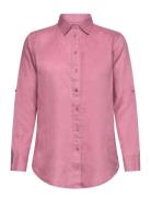 Relaxed Fit Linen Roll Tab–Sleeve Shirt Tops Shirts Long-sleeved Pink ...