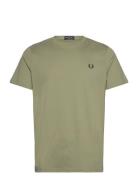 Crew Neck T-Shirt Tops T-shirts Short-sleeved Khaki Green Fred Perry