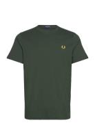 Crew Neck T-Shirt Tops T-shirts Short-sleeved Khaki Green Fred Perry
