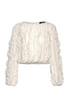 Frill Top Tops Blouses Long-sleeved White Gina Tricot