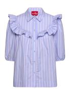 Ellencras Shirt Tops Shirts Short-sleeved Blue Cras