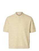 Slhfoam Ss Knit Relaxed Structure Polo Tops Polos Short-sleeved Cream ...