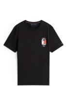 Palm Tree Label Tee Tops T-shirts Short-sleeved Black Tommy Hilfiger