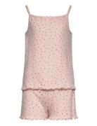 Pajama Pointelle Ss Pyjamasetti Pyjama Pink Lindex