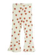 Outlined Hearts Aop Flared Trousers Bottoms Trousers Cream Mini Rodini