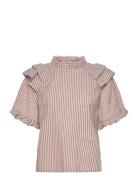 Lesly Blouse Tops Blouses Short-sleeved Beige Noella