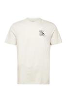 Ss 30S Eu Sp Ck Abstract Graphic Tops T-shirts Short-sleeved Cream Cal...