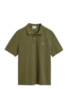 Reg Shield Ss Pique Polo Tops Polos Short-sleeved Khaki Green GANT