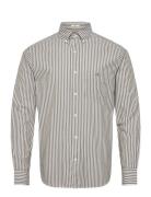 Reg Classic Poplin Stripe Shirt Tops Shirts Casual Green GANT