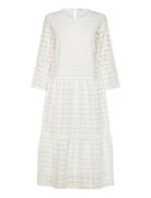 Broderie Anglaise Round Neck Dress Polvipituinen Mekko White Bubbleroo...
