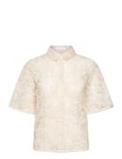Shirt With Lace Tops Shirts Short-sleeved Cream Coster Copenhagen