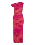 Floral Midi-Dress With Asymmetrical Neckline Polvipituinen Mekko Pink ...