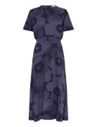 Heleä Akvarelli Unikko Polvipituinen Mekko Navy Marimekko