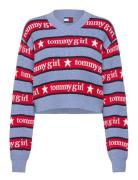 Tommy Girl Stripe Sweater Tops Knitwear Jumpers Blue Tommy Jeans