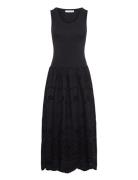 Openwork Embroidered Combined Dress Polvipituinen Mekko Black Mango