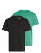Neck Embro 2-P T-Shirts Tops T-shirts Short-sleeved Black Calvin Klein
