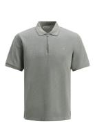 Jjeaustin Zip Polo Ss Noos Tops Polos Short-sleeved Grey Jack & J S