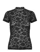 Rwdelicia Capsleeve Regular T-Neck Tops Shirts Short-sleeved Black Ros...