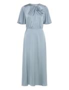 Elora Satin Dress Polvipituinen Mekko Blue Bubbleroom